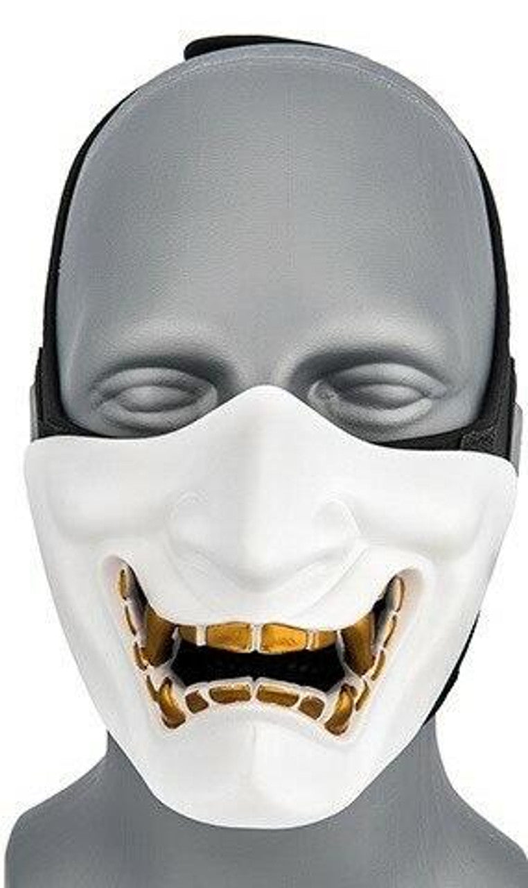 Yokai Ogre Padded Polymer Face Mask – White, Durable Airsoft Lower Face Protection with Comfortable Padding