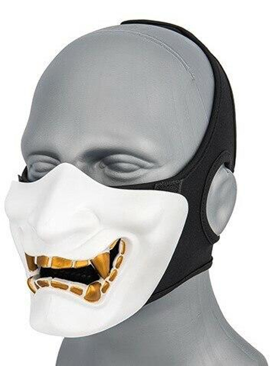 Yokai Ogre Padded Polymer Face Mask – White, Durable Airsoft Lower Face Protection with Comfortable Padding