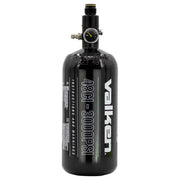 Valken 48/3000 HPA Paintball Air Tank side showing pressure gage and inscription that says 48CI-3000PSI