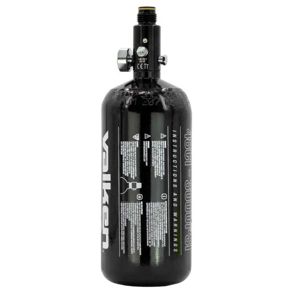 Valken 48/3000 HPA Paintball Air Tank side showing warnings and instructions of proper use