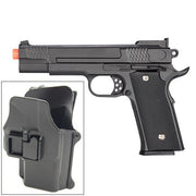 G20H Full Metal M945 Airsoft Spring Handgun with Quick Release Holster with gun and holster view