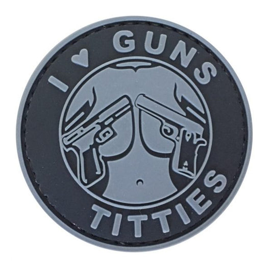 "I Love Guns & Titties" PVC Patch, Black