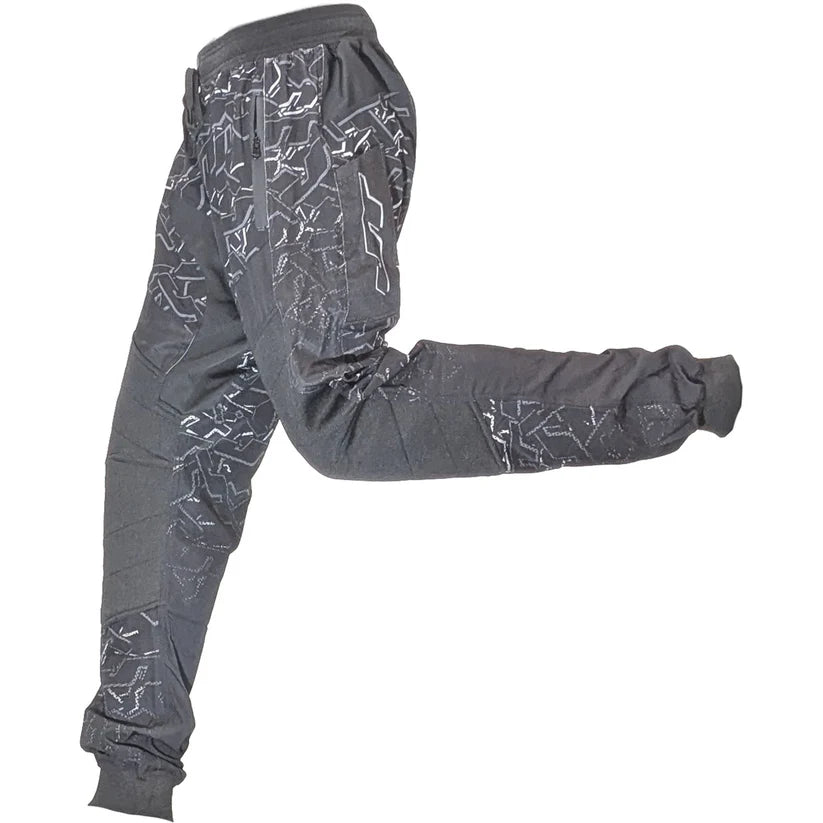 JT CMDR Jogger Sticker Bomb Black Grey left side view with left knee up