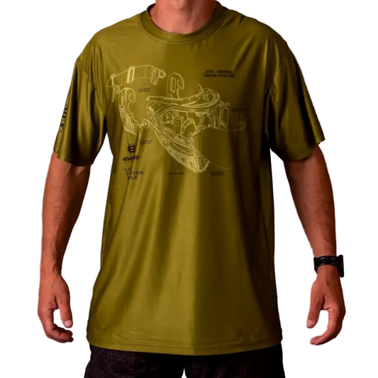 Empire Stretchy Soft T Shirt - EVS Schematics - Olive