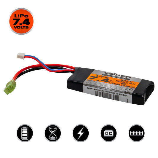 Valken Li-Po 7.4v 1600mAh 15C Brick Airsoft Battery (Small Tamiya)