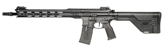 ICS CXP MARS.II DMR SSS Airsoft Rifle in black with full CNC aluminum body and M-LOK rail