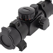 Valken 1x30 Multi-Reticle Red Dot Sight lower left angel view with lens cover closed and adjustment dialers