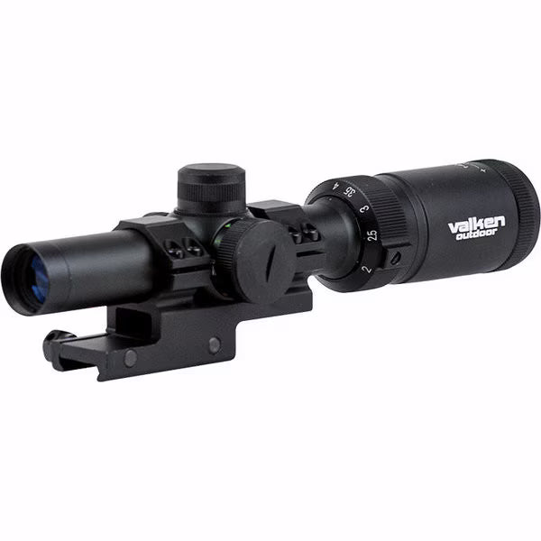 Valken 1-4x20 bullseye CQB airsoft rifle scope in matte black