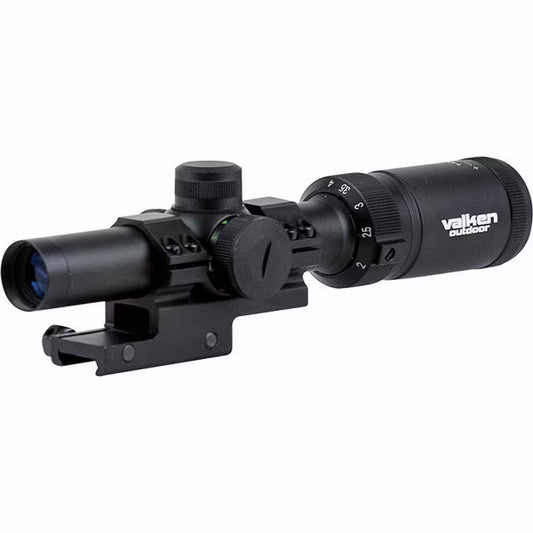 Valken 1-4x20 bullseye CQB airsoft rifle scope in matte black