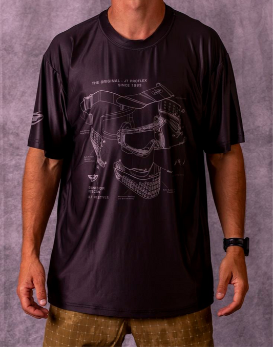 JT Stretchy Soft T Shirt - Pro Flex Schematics - Black