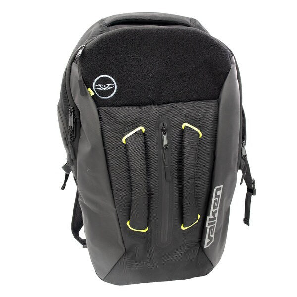 Valken Phantom Tactical Backpack – Black paintball gear bag showing shoulder straps
