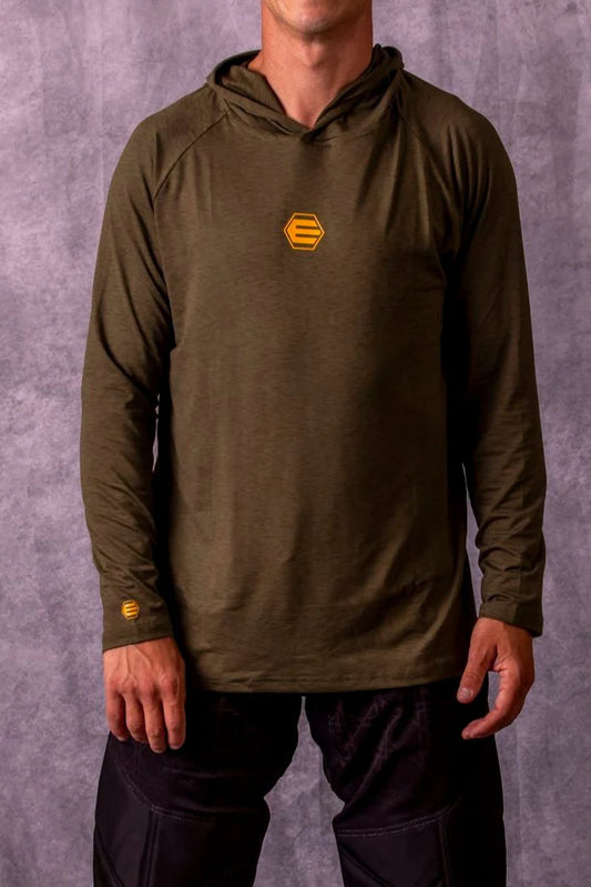Empire Venture Breeze Hoodie - Pine - Orange front view with orange E for Empire