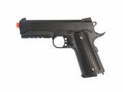Full Metal 1911 Warrior Spring Pistol Black Color Left Side View with Orange Tip