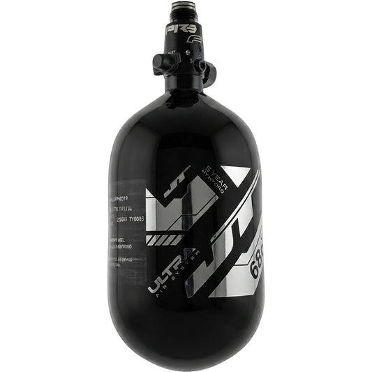 JT Ultra Light 68ci Tank w/ FLO Pro Reg - Black with Chrome Mirror Logo