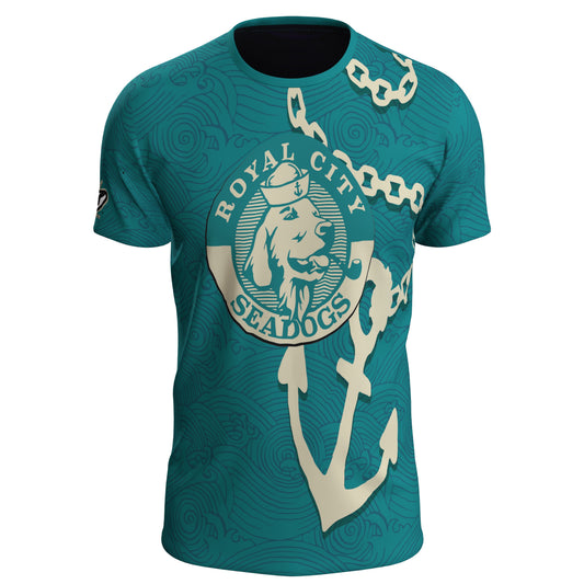 JT Stretchy Soft T Shirt - Sea Dogs Teal / Tan