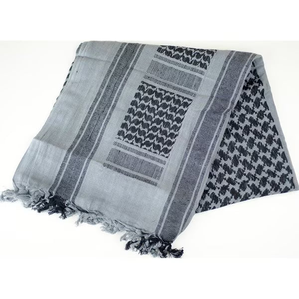 Gray Black Valken shemagh head wrap for dust and sun protection