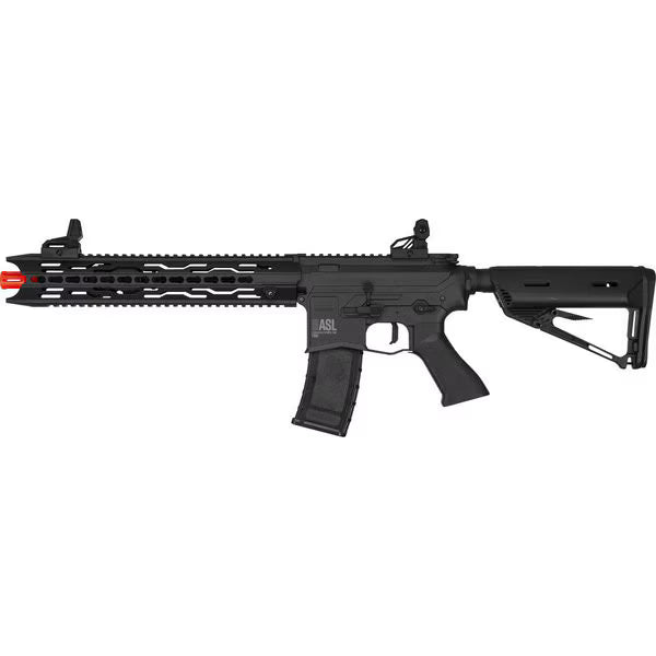 Valken ASL TRG AEG 6mm Airsoft rifle with KeyMod handguard, adjustable stock and flip-up sights