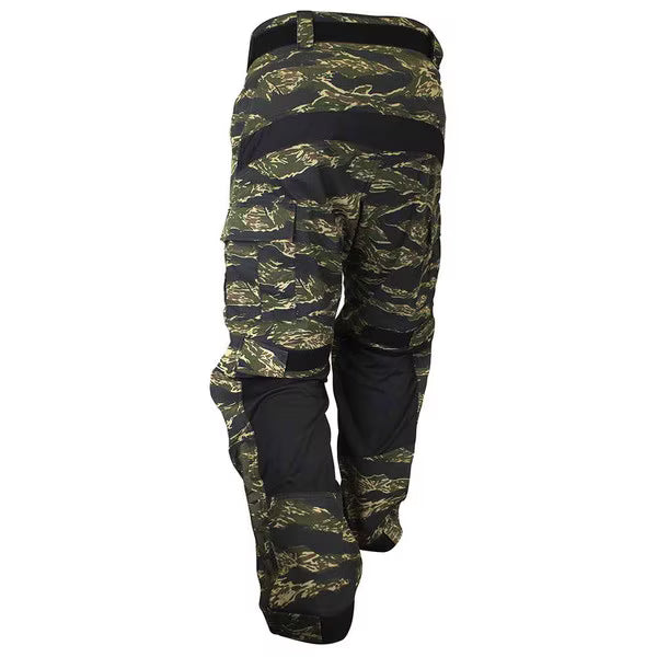 Back view of Valken ZULU PRO Tiger Stripe tactical pants showing reinforced seat and stretch zones