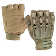 Valken Alpha Half Finger Tactical Gloves | Armored Grip & Breathable Comfort Tan Color