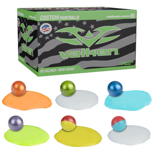 Valken Custom .50 Caliber Paintballs 4,000ct Case – Made in USA, Low Impact Bulk Ammo