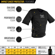 Valken Paintball Impact Padded Shirt/Chest Protector features and size chart