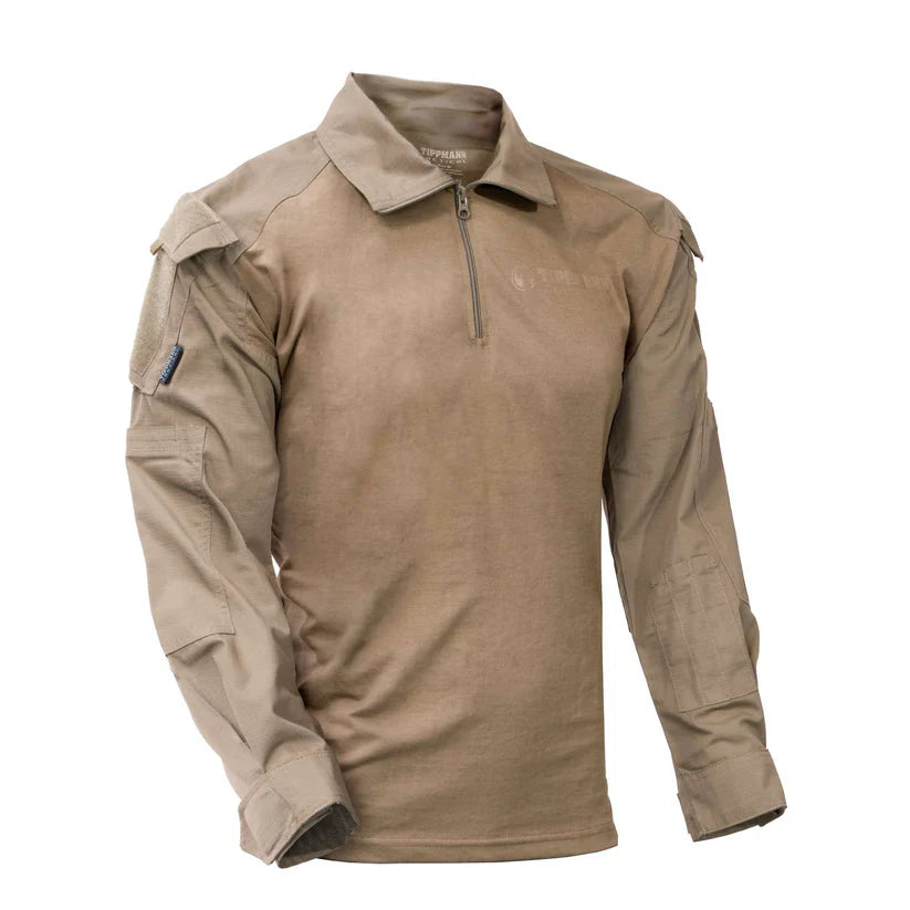 Tippman Tactical TDU Shirt - Tan color front side view 