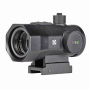 Axeon RGY dot sight showing red green and yellow illuminated reticle