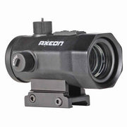 Axeon RGY red dot sight with riser mounted on Picatinny rail right side view