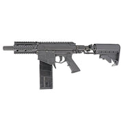 Front left angle view of the Valken M17 Magfed Paintball Marker Black