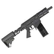 Rear right angle view of the Valken M17 Magfed Paintball Marker Black with adjustable stock