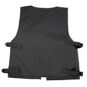 Back view of the Valken Bravo Padded Paintball Vest in black showing breathable construction and adjustable fit.