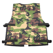 Back view of the Valken Bravo Padded Paintball Vest in camouflage with durable breathable design and adjustable fit.