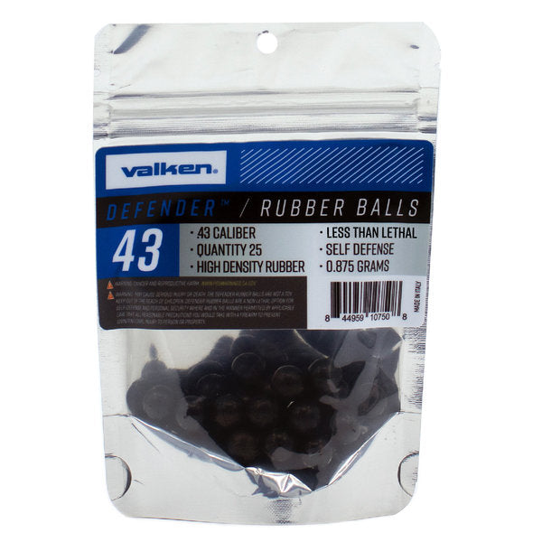 Valken Defender .43 Caliber Hard Rubber Balls - 25 Count | Effective Non-Lethal Defense