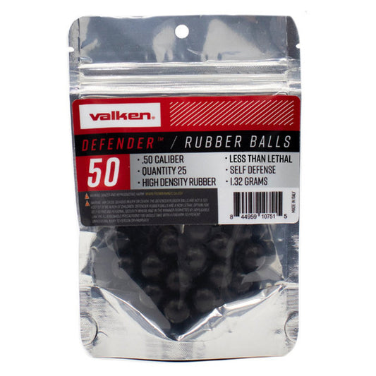 Valken Defender .50 Caliber Hard Rubber Balls - 25 Count | Effective Non-Lethal Defense