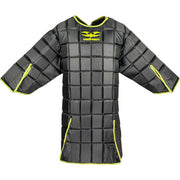 Valken Overshield Zombie Paintball Chest Protector with segmented impact padding and extended torso protection in black and neon green.