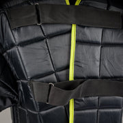 Close-up of the segmented impact-resistant padding on the Valken Overshield Zombie Paintball Chest Protector.