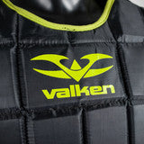 Close-up of the Valken logo embroidered on the Overshield Zombie Paintball Chest Protector.