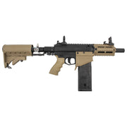 Front left angle view of the Valken M17 Magfed Paintball Marker Desert Tan