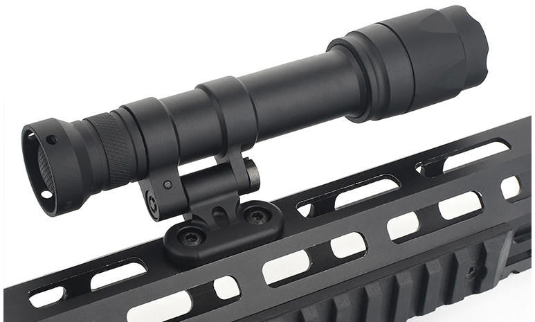 ACW M640C Scout Light Pro 640 lumen black flashlight mounted on M-LOK rail