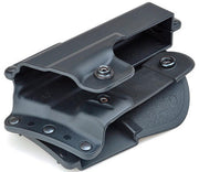 ACW Tactical Rotating Paddle Holster in black, designed for Glock airsoft pistols. The holster features a high-quality polymer construction with excellent impact resistance, a rotating paddle design for 360-degree adjustment, and an adjustable retention screw for secure hold and smooth draw