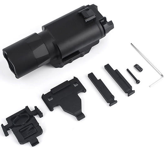 ACW X300 Ultra 510 Lumen Pistol Light, Black with mounting assembly parts.
