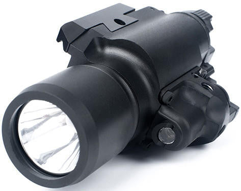 ACW X400 Standard pistol light and laser black showing laser aperture and flashlight lens