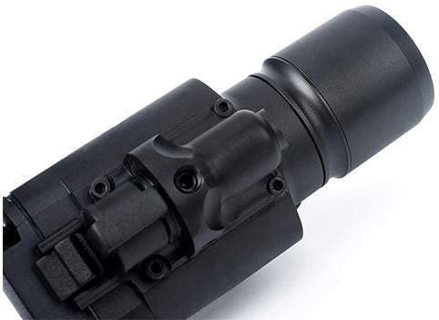 ACW X400 Standard 370 lumen pistol light and laser black upper side view of the flashlight