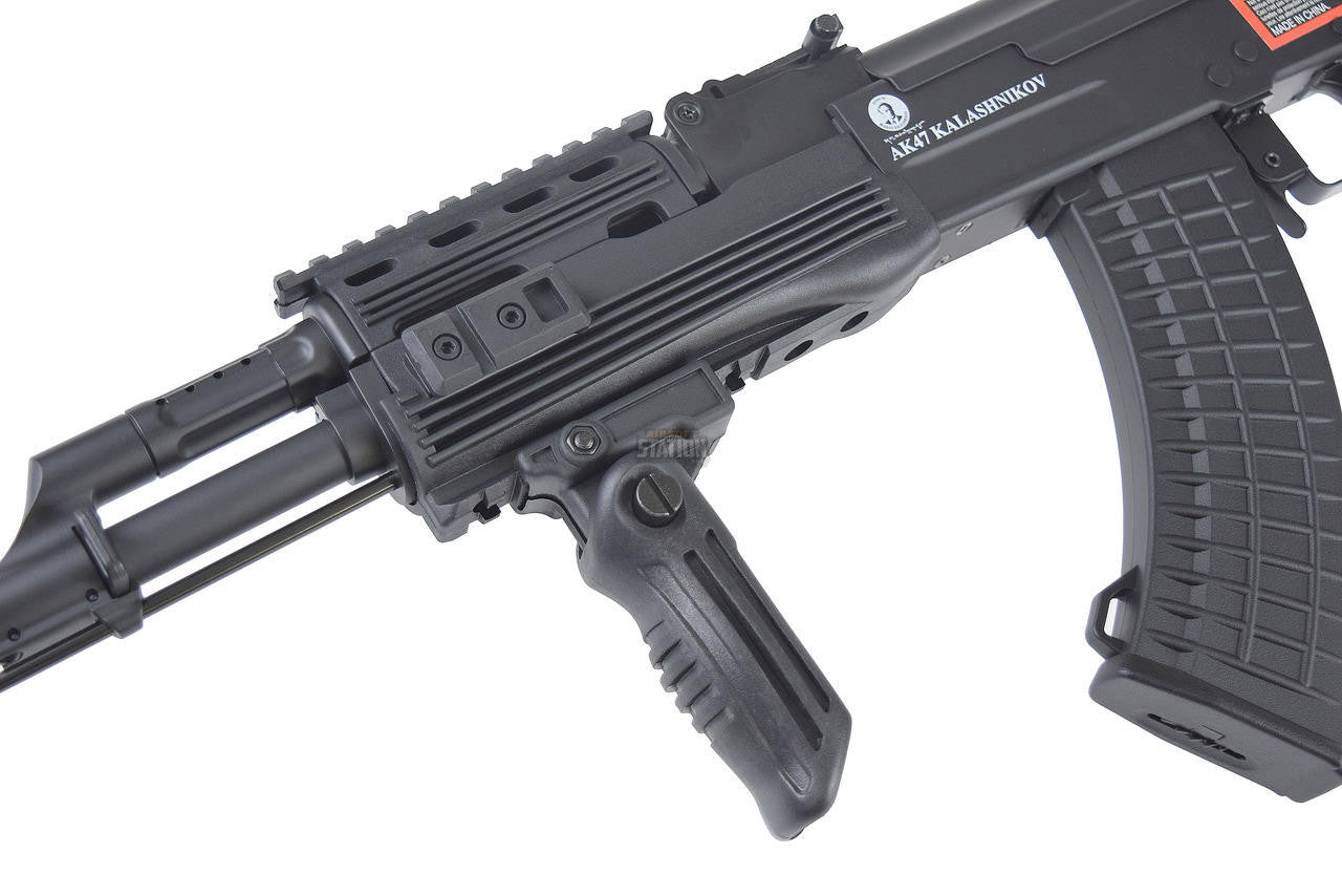 Side view of Cybergun Kalashnikov 60th Anniversary RIS AEG airsoft rifle with 400-round magazine