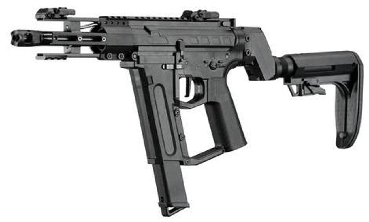 Left angle view of ARCTURUS C.A.T. Valor AEG Airsoft Rifle full side view in black finish