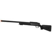 ASG Steyr SSG 69 P2 black bolt action airsoft sniper rifle with adjustable stock and scope mount upward view