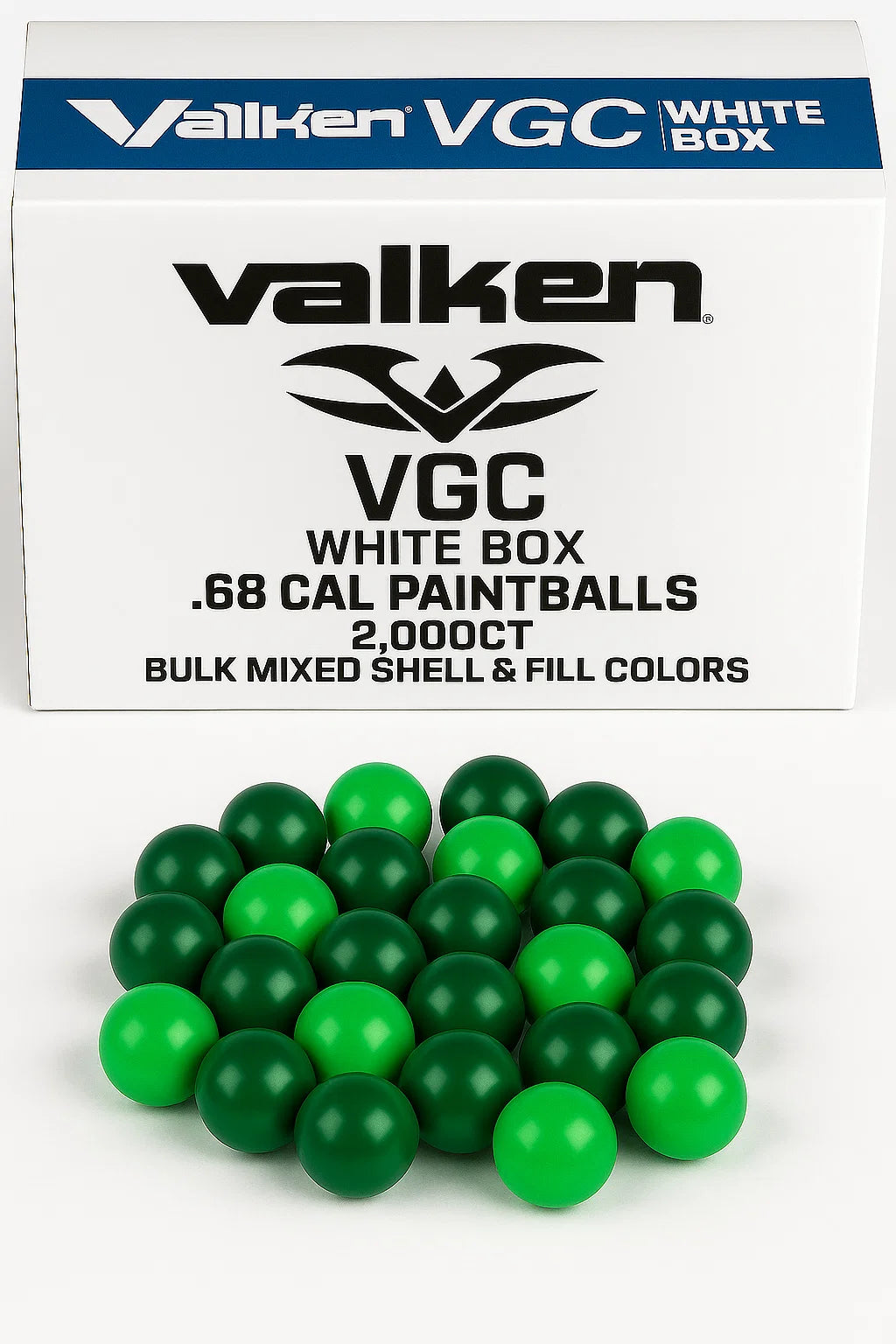 Valken VGC White Box .68 Cal Paintballs – 2,000ct | Bulk Mixed Shell & Fill Colors