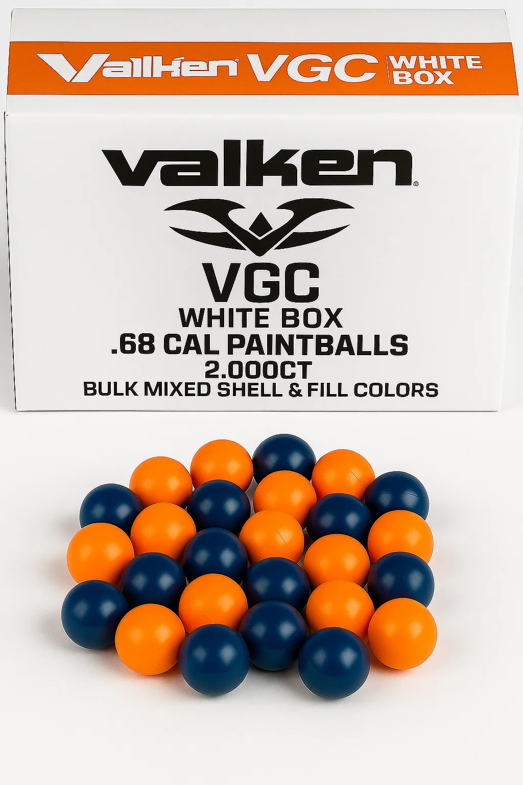 Valken VGC White Box .68 Cal Paintballs – 2,000ct | Bulk Mixed Shell & Fill Colors