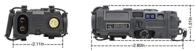 Atlas Custom Works ET OGL Laser Red / IR & Light Plastic showing heigh and width