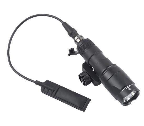 Atlas Custom Works M300A Mini Scout Light black with pressure pad mounted on Picatinny rail